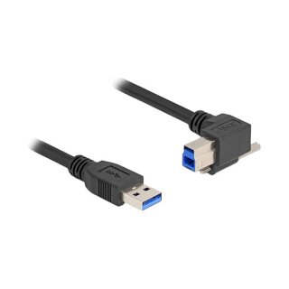 Delock USB 5 Gbps Kabel USB Typ-A Stecker gerade zu USB Typ-B Stecker mit Schraube 90° nach rechts gewinkelt 1 m schwarz