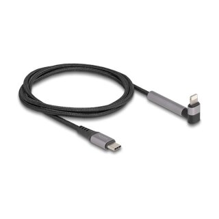 Delock Daten- und Ladekabel USB Type-C™ zu Lightning™ für iPhone™, iPad™, iPod™ gewinkelt mit Ständerfunktion schwarz 1,5 m MFi