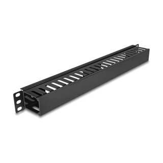 Delock 19? 1 HE Kabelmanagement Rangierpanel mit 2 Öffnungen Metall / Kunststoff schwarz
