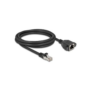Delock Netzwerk Verlängerungskabel S/FTP RJ45 Stecker zu RJ45 Buchse Cat.6A flache Ausführung 3 m schwarz
