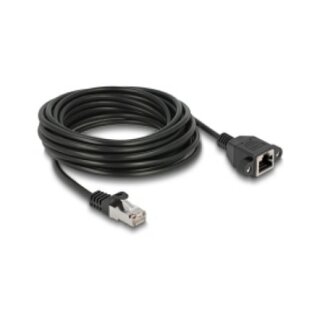 Delock Netzwerk Verlängerungskabel S/FTP RJ45 Stecker zu RJ45 Buchse Cat.6A flache Ausführung 5 m schwarz
