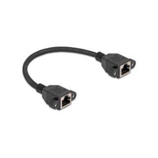 Delock Netzwerk Verlängerungskabel S/FTP RJ45 Buchse zu RJ45 Buchse Cat.6A flache Ausführung 0,25 m schwarz