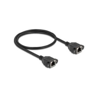 Delock Netzwerk Verlängerungskabel S/FTP RJ45 Buchse zu RJ45 Buchse Cat.6A flache Ausführung 0,5 m schwarz