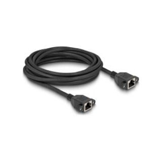 Delock Netzwerk Verlängerungskabel S/FTP RJ45 Buchse zu RJ45 Buchse Cat.6A flache Ausführung 5 m schwarz
