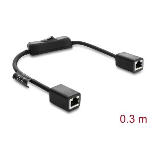 Delock RJ45 Kabel Buchse zu Buchse mit Schalter Cat.6 F/UTP 0,3 m - Netzwerkschaltung schwarz