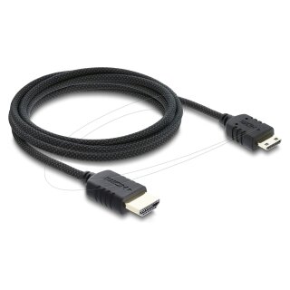 Delock Koaxiales High Speed HDMI Kabel HDMI Stecker zu Mini HDMI Stecker 8K 60 Hz mit Geflechtmantel 2 m