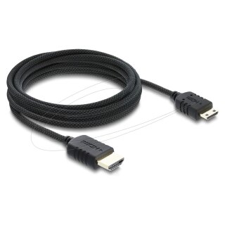 Delock Koaxiales High Speed HDMI Kabel HDMI Stecker zu Mini HDMI Stecker 8K 60 Hz mit Geflechtmantel 3 m