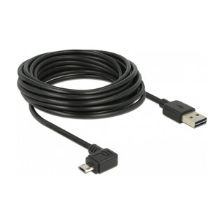 Delock Kabel EASY-USB 2.0 Typ-A Stecker > EASY-USB 2.0 Typ Micro-B Stecker gewinkelt links / rechts 5 m schwarz