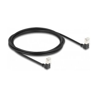 Delock RJ45 Netzwerkkabel Cat.6A S/FTP Slim 90° unten / unten gewinkelt 2 m schwarz