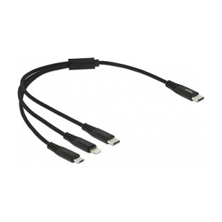 Delock USB Ladekabel 3 in 1 USB Type-C™ zu Lightning™ / Micro USB / USB Type-C™ 30 cm