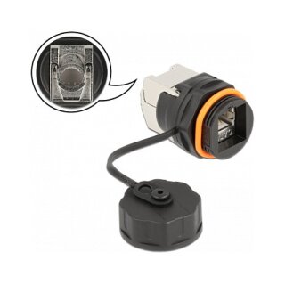 Kabelverbinder RJ45 Buchse zu Cat.6A LSA mit Verschlusskappe wasserfest