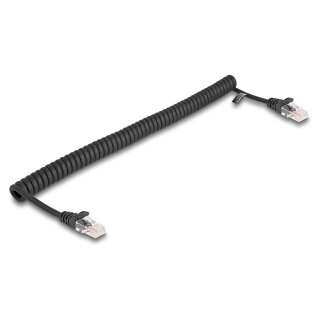 RJ45 Spiralkabel Stecker zu Stecker Cat.5e 1 m schwarz