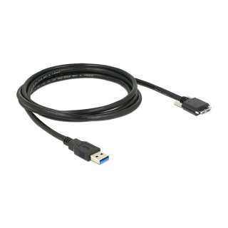 Delock USB 5 Gbps Kabel Typ-A Stecker zu USB 5 Gbps Typ Micro-B Stecker mit Schrauben 2 m