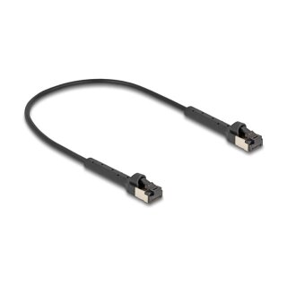 Delock RJ45 Slim Netzwerkkabel Cat.8.1 U/FTP winkelbar bis 40 Gbps schwarz 0,25 m