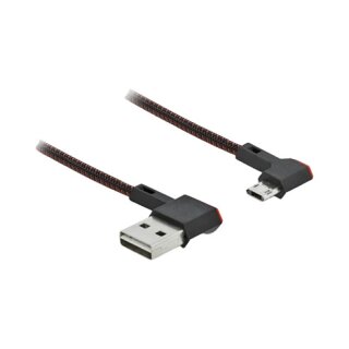 Delock EASY-USB 2.0 Kabel Typ-A Stecker zu EASY-USB Typ Micro-B Stecker gewinkelt links / rechts 0,5 m schwarz