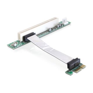 Riser Karte PCI Express x1 > 1 x PCI mit flexiblem Kabel 9 cm links gerichtet