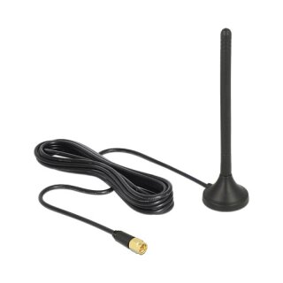 GSM / UMTS / LTE Antenne SMA Stecker 2,5 dBi starr omnidirektional mit magnetischem Standfuß und Anschlusskabel RG-174 3 m outdoor schwarz
