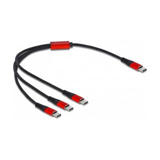 Delock USB Ladekabel 3 in 1 USB Type-C™ zu 3 x USB Type-C™ 30 cm schwarz / rot
