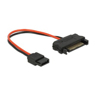 Delock Kabel Power SATA 15 Pin Stecker > Power Slim SATA 6 Pin Buchse 10 cm