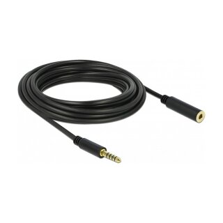 Delock Verlängerungskabel Klinke 4,4 mm 5 Pin Stecker zu Buchse 5 m schwarz