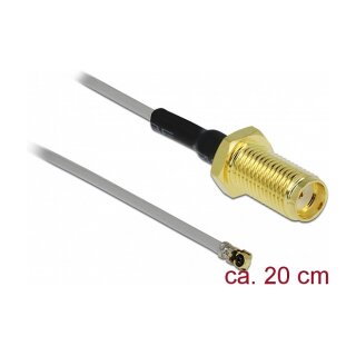Delock Antennenkabel SMA Buchse zum Einbau zu I-PEX Inc., MHF® 4L Stecker 1.37 20 cm Gewindelänge 10 mm