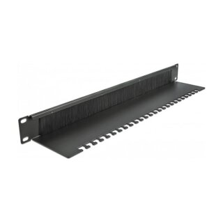 19" Kabelmanagement Bürstenleiste mit Kabelabfangplatte 1 HE schwarz