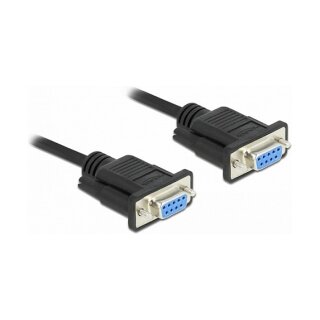 Delock RS-232 Kabel Seriell D-Sub 9 Buchse zu Buchse Nullmodem mit schmalem Steckergehäuse - Full Handshaking - 1 m