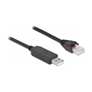 Delock Serielles Anschlusskabel mit FTDI Chipsatz, USB 2.0 Typ-A Stecker zu RS-232 RJ45 Stecker 1 m schwarz
