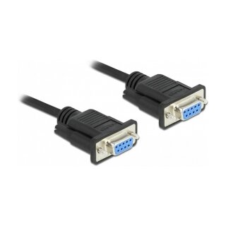 Delock RS-232 Kabel Seriell D-Sub 9 Buchse zu Buchse Nullmodem mit schmalem Steckergehäuse - Full Handshaking - 5 m
