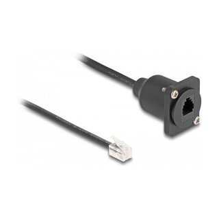 D-Typ RJ10 Kabel Stecker zu Buchse schwarz 30 cm