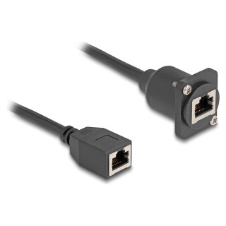 Delock D-Typ RJ45 Kabel Buchse zu Buchse Cat.5e schwarz 20 cm