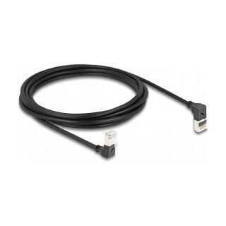 Delock RJ45 Netzwerkkabel Cat.6A S/FTP Slim 90° oben / unten gewinkelt 3 m schwarz