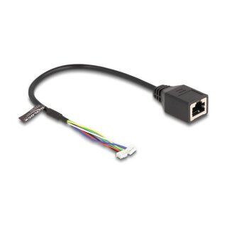 Delock Kabel RJ45 Buchse zu Pfostenbuchse 1,25 mm 4 Pin und Pfostenbuchse 1,25 mm 6 Pin Cat.5e 30 cm schwarz