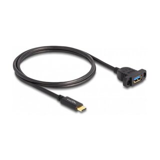 Delock SuperSpeed USB 10 Gbps (USB 3.2 Gen 2) Kabel USB Type-C™ Stecker zu USB Typ-A Buchse 1 m zum Einbau schwarz
