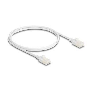 Delock RJ45 Netzwerkkabel Cat.6A Stecker zu Stecker mit robuster Rastnase Industrietauglich U/UTP Slim 1 m weiß