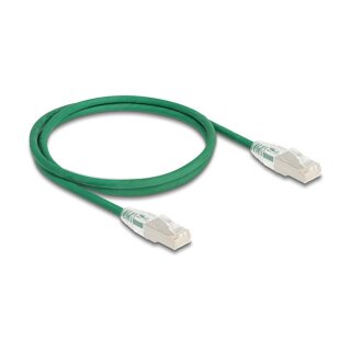 Delock RJ45 Netzwerkkabel Cat.6A Stecker zu Stecker mit gebogener Rastnase U/FTP Slim 1 m grün