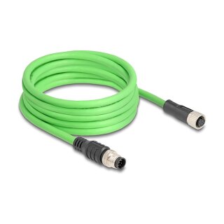 Delock M12 Kabel A-kodiert 8 Pin Stecker zu Buchse PUR (TPU) 5 m