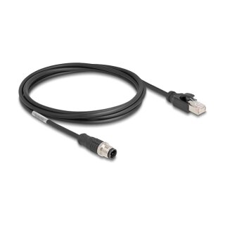 M12 Kabel D-kodiert 4 Pin Stecker zu RJ45 Stecker PVC 2 m