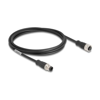 Delock M12 Kabel D-kodiert 4 Pin Stecker zu Buchse PVC 2 m