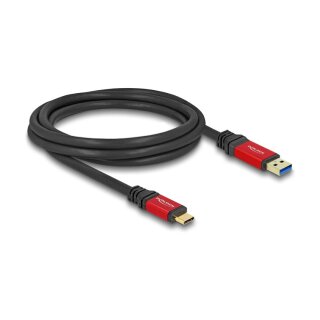 Delock USB 10 Gbps Kabel USB Typ-A Stecker zu USB Type-C™ Stecker 2 m rot Metall