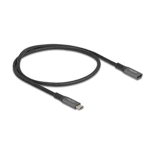 Delock USB 10 Gbps Verlängerungskabel USB Type-C™ Stecker zu Buchse PD 3.0 100 W 0,5 m grau Metall