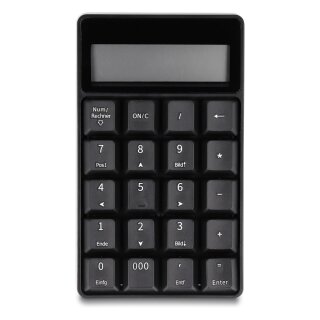 2 in 1 USB Typ-A Nummernblock mit Taschenrechner Funktion 2,4 GHz kabellos schwarz