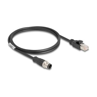Delock M12 Kabel D-kodiert 4 Pin Stecker zu RJ45 Stecker PVC 1 m