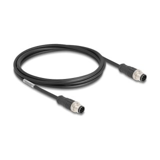 Delock M12 Kabel A-kodiert 8 Pin Stecker zu Stecker PVC 2 m