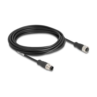 Delock M12 Kabel D-kodiert 4 Pin Stecker zu Buchse PVC 5 m