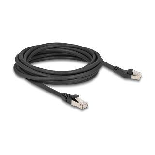 Delock RJ45 Netzwerkkabel Cat.8.1 S/FTP Stecker 45° nach links gewinkelt zu Stecker gerade bis 40 Gbps 5 m schwarz