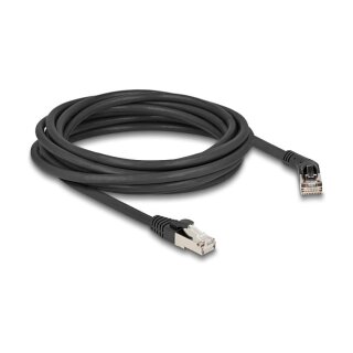 Delock RJ45 Netzwerkkabel Cat.6A S/FTP Stecker 45° nach rechts gewinkelt zu Stecker gerade 5 m schwarz
