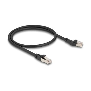 Delock RJ45 Netzwerkkabel Cat.8.1 S/FTP Stecker 45° nach links gewinkelt zu Stecker gerade bis 40 Gbps 0,5 m schwarz