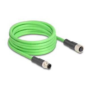 Delock M12 Kabel D-kodiert 4 Pin Stecker zu Buchse PUR (TPU) 5 m