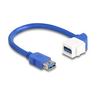 Delock Keystone Modul Kabel USB 5 Gbps Typ-A Buchse zu USB Typ-A Buchse 90° gewinkelt 20 cm blau